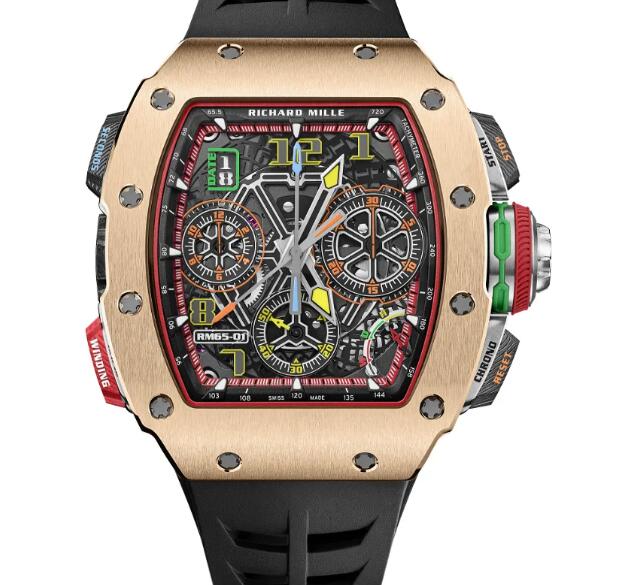 RICHARD MILLE RM 65-01 Automatic Split-Seconds Chronograph Red Gold and Carbon TPT Replica Watch